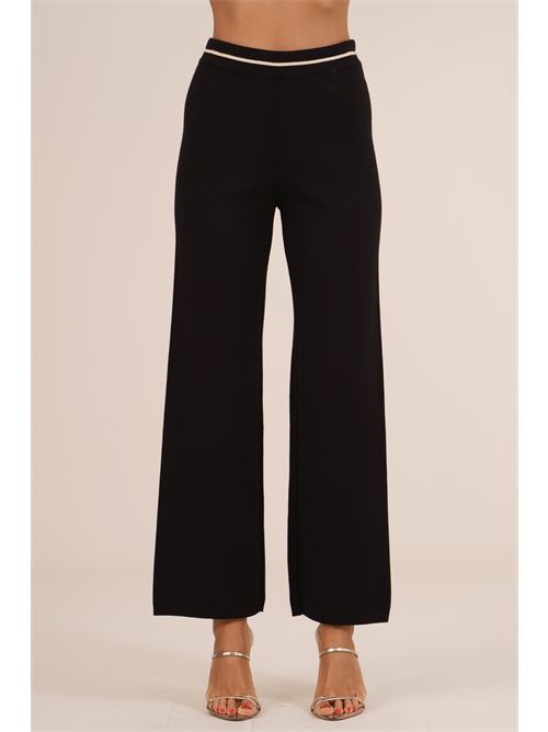 Pantalone palazzo in maglia Love To Love by Gai Mattiolo | LT678NERO/BEIGE
